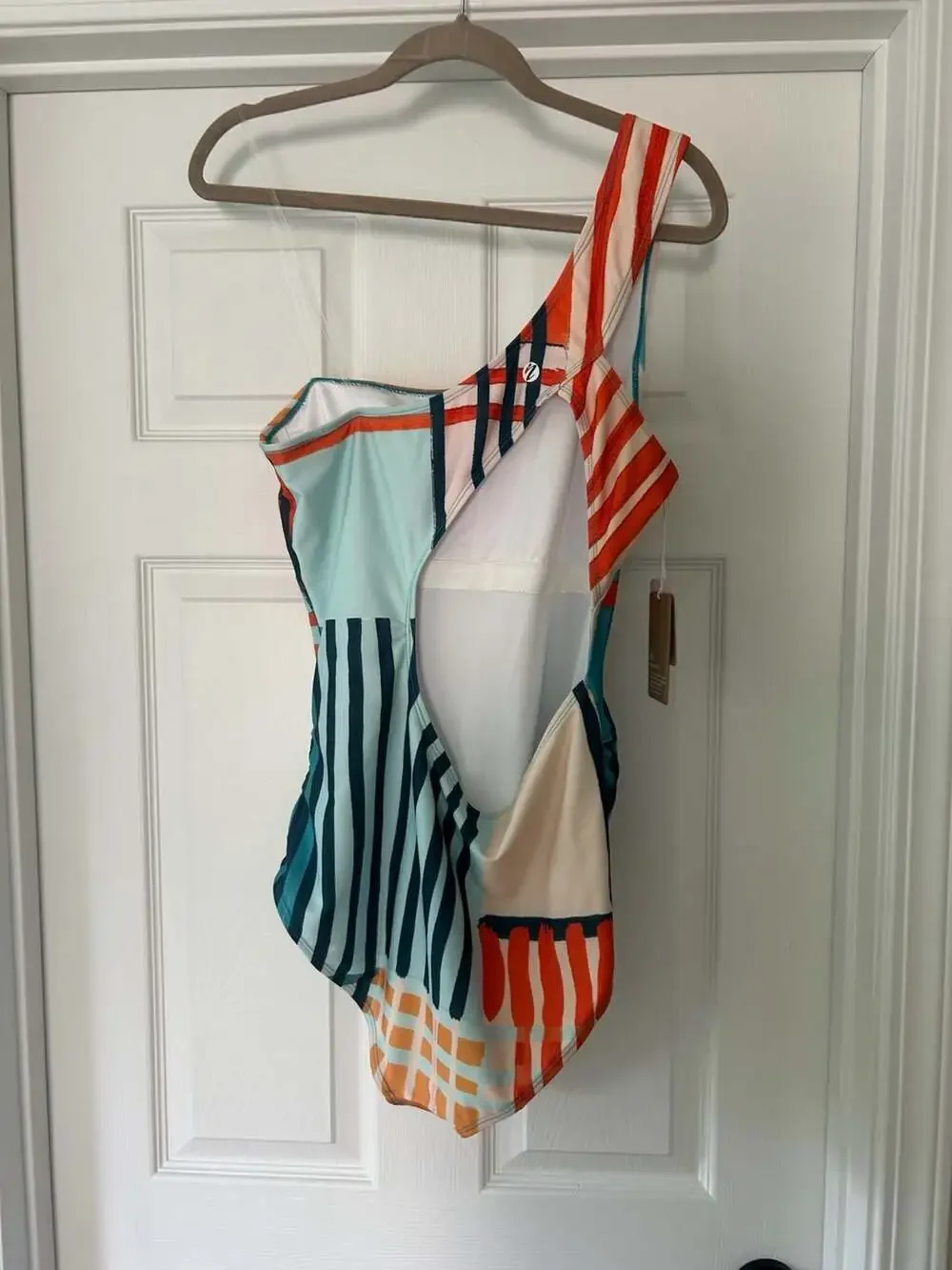 Nani Ray Cascade One Piece One-Shoulder Women's Swimsuit in Teal & Orange XL